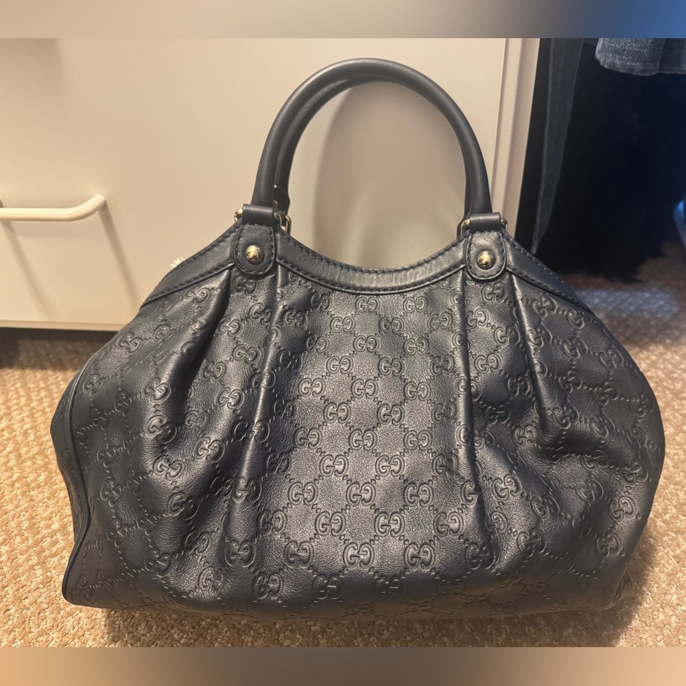 Gucci Sukey Guccissima leather handbag - Navy Blue